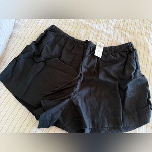 Abercrombie & Fitch Linen-Blend Pull-On Shorts - Black